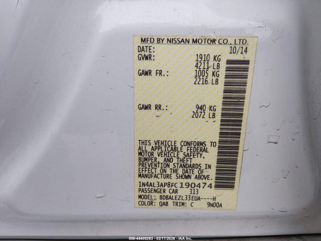 Nissan Altima 2.5 S 2015 1N4AL3AP8FC190474 Image 9