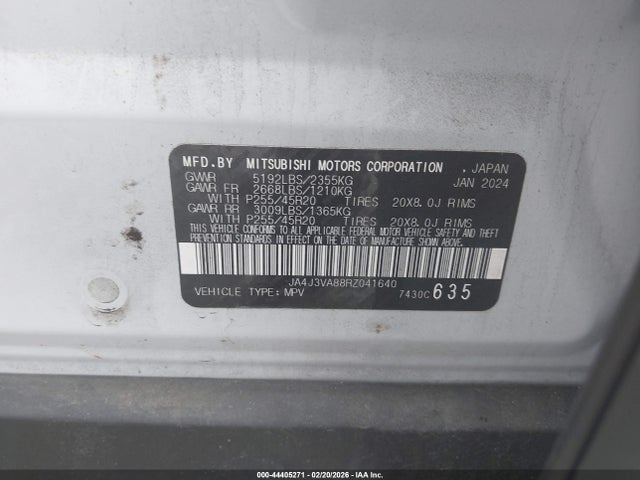 2024 MITSUBISHI OUTLANDER JA4J3VA88RZ041640 Photo 8