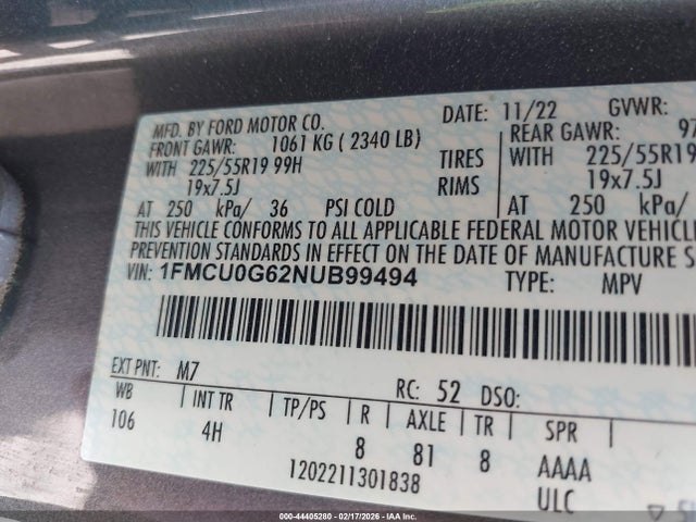 2022 FORD ESCAPE 1FMCU0G62NUB99494 Photo 8