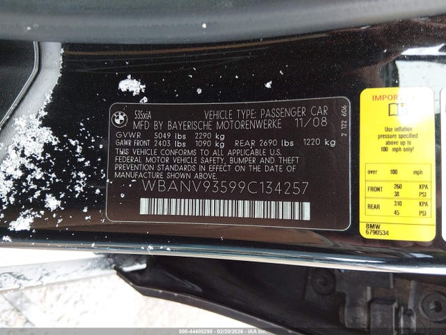 Продажа на аукционе авто 2009 Bmw 535i Xdrive, vin: WBANV93599C134257, номер лота: 44405290