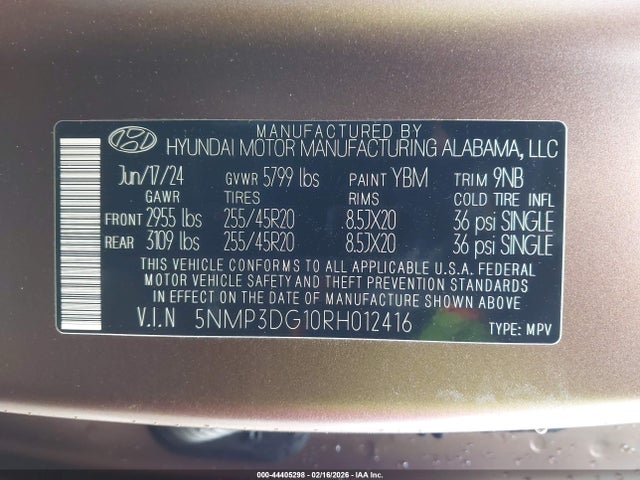 2024 HYUNDAI SANTA FE HYBRID 5NMP3DG10RH012416 Photo 8