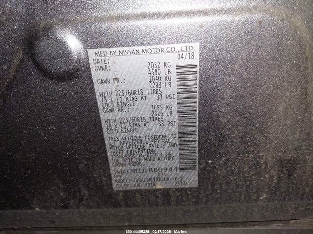 5N1AT2MT1JC800944 Nissan Rogue Sl