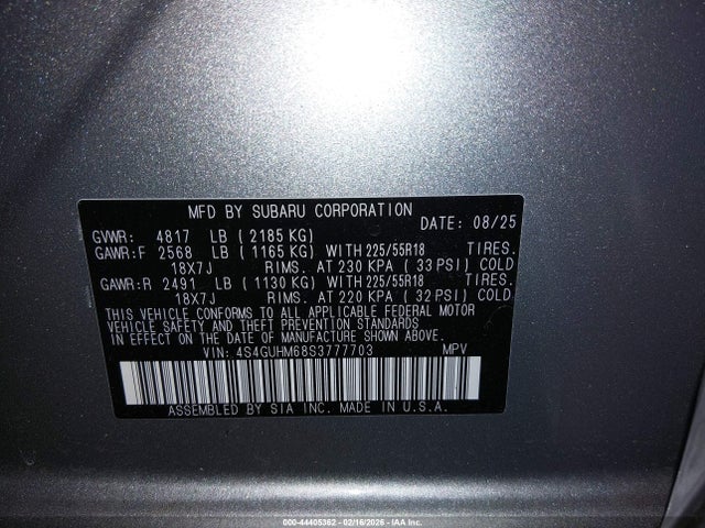 4S4GUHM68S3777703 Subaru Crosstrek Limited