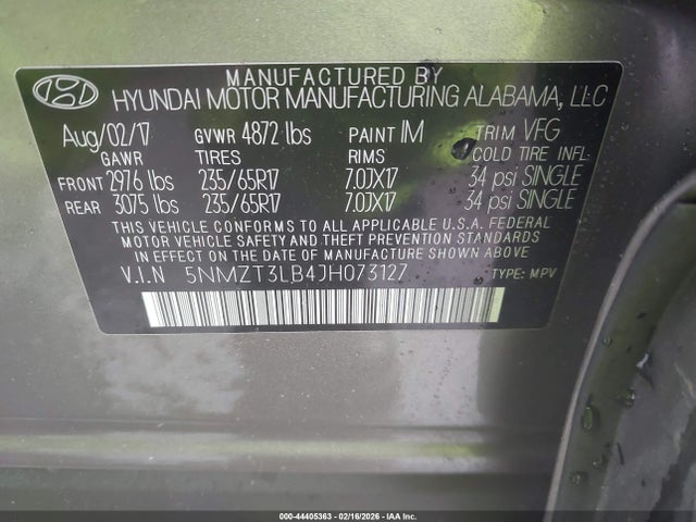 5NMZT3LB4JH073127 Hyundai Santa Fe Sport 2.4l
