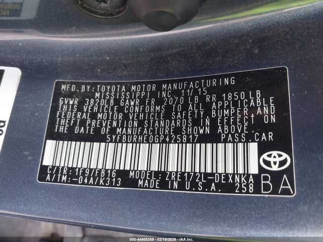 2016 TOYOTA COROLLA 5YFBURHE0GP425817 Photo 8