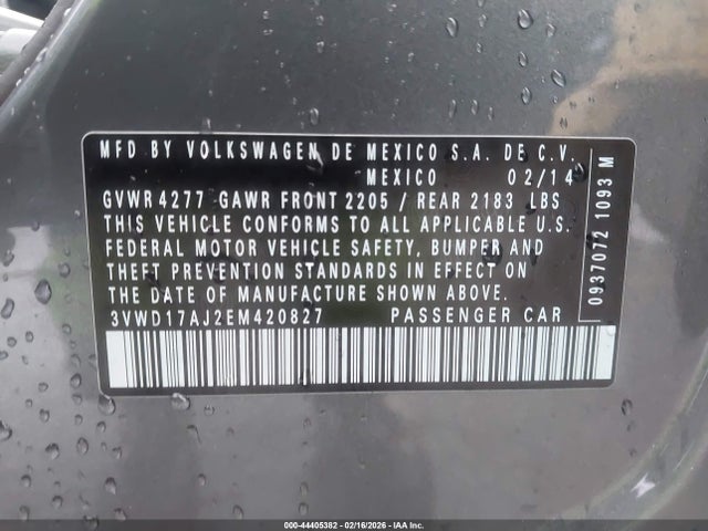 3VWD17AJ2EM420827 Volkswagen Jetta 1.8t Se