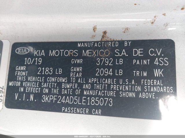KIA Forte Lxs 2020 3KPF24AD5LE185073 Image 9