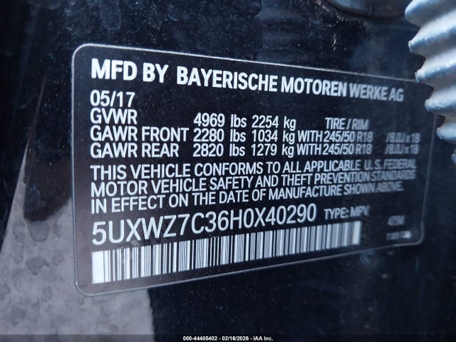 2017 BMW X3 5UXWZ7C36H0X40290 Photo 8