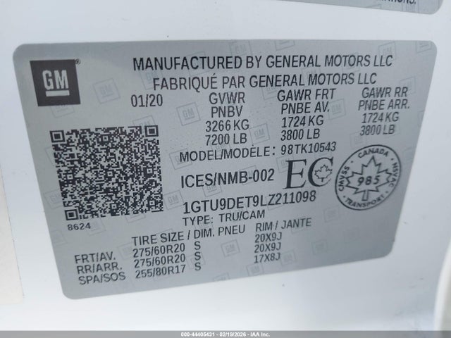 1GTU9DET9LZ211098 GMC Sierra 1500 Slt