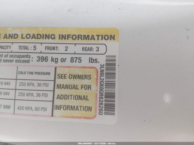 3LN6L2GK6GR626260 Lincoln MKZ