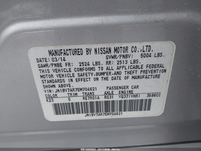 JN1BV7AR7EM704621 Infiniti Q50 Premium/sport