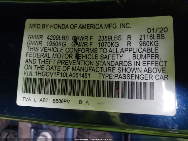 1HGCV1F10LA061451 Honda ACCORD LX