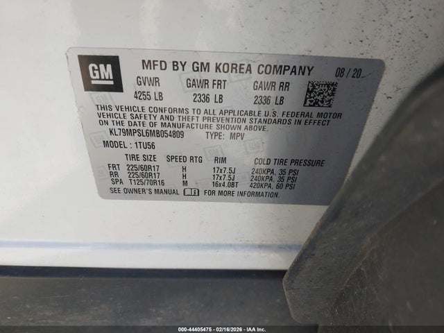 KL79MPSL6MB054809 Chevrolet Trailblazer Fwd Lt