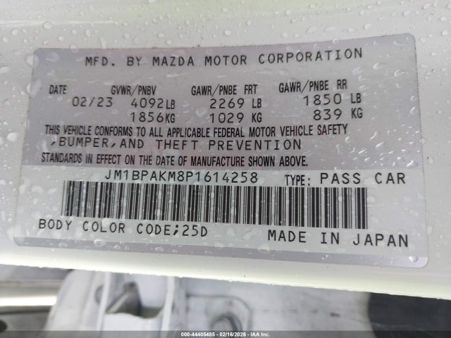 44405485 :رقم المزاد ، JM1BPAKM8P1614258 vin ، 2023 Mazda Mazda3 2.5 S Select مزاد بيع