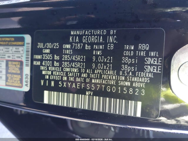 5XYAEFS57TG015823 KIA Ev9 Gt-line