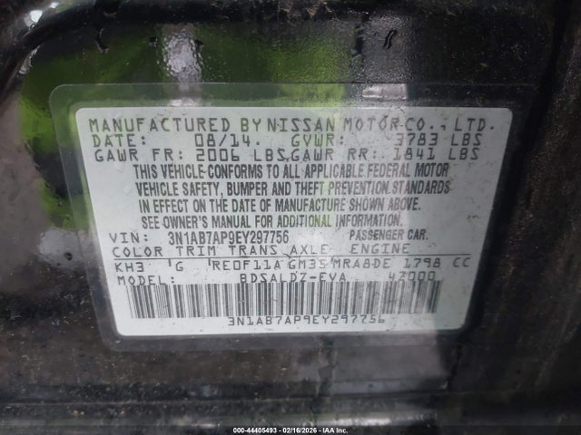 3N1AB7AP9EY297756 Nissan SENTRA SV
