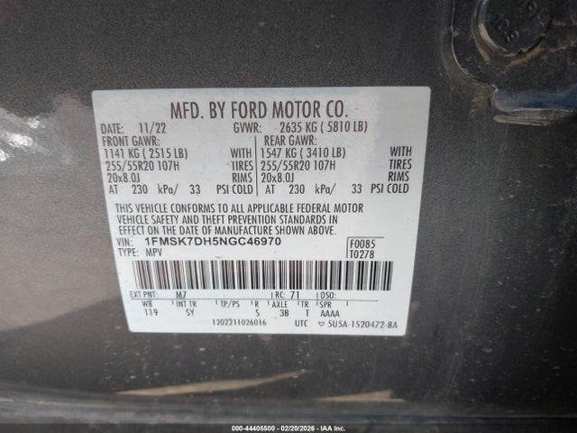 Ford EXPLORER XLT 2022 1FMSK7DH5NGC46970 Image 9