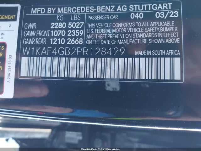 Aukcja sprzedaży 2023 Mercedes-benz C 300 Sedan, vin: W1KAF4GB2PR128429, numer aukcji: 44405544