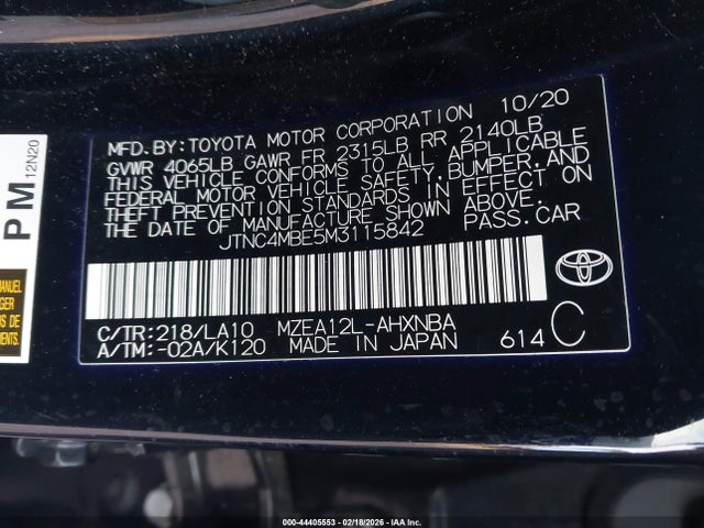Toyota Corolla Xse 2021 JTNC4MBE5M3115842 Image 9