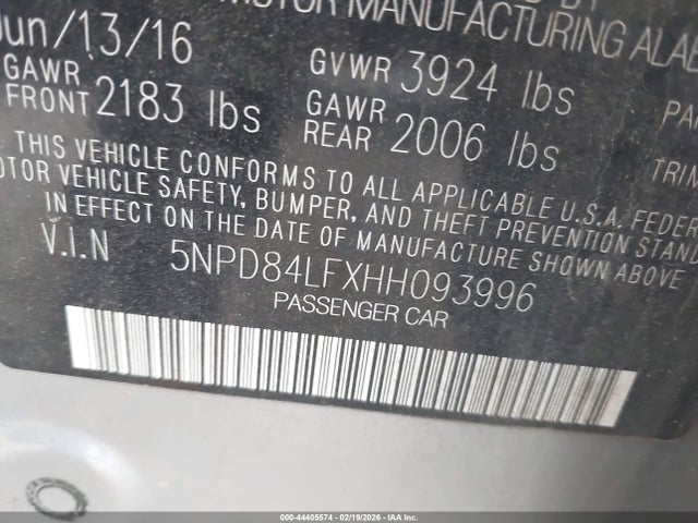 5NPD84LFXHH093996 Hyundai ELANTRA SE