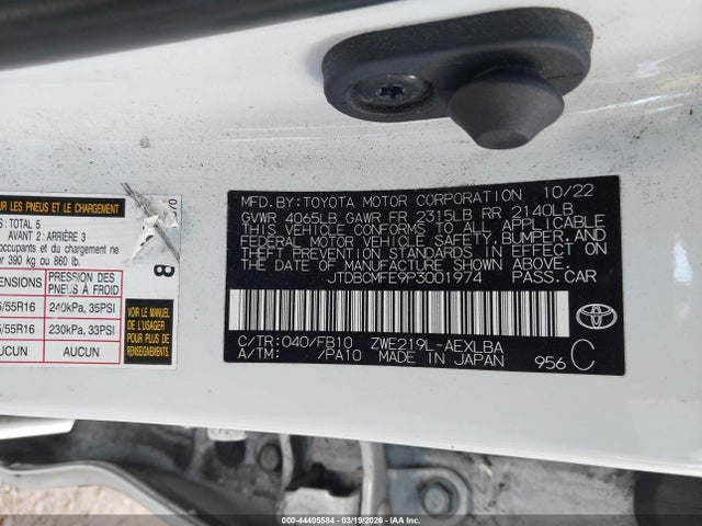 JTDBCMFE9P3001974 Toyota Corolla Hybrid Le