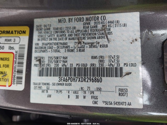 2013 FORD FUSION 3FA6P0H7XDR296860 Photo 8