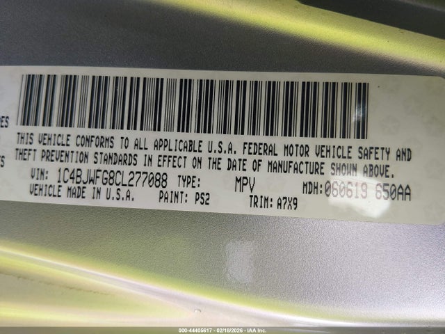 2012 Jeep Wrangler Unlimited Rubicon მანქანა იყიდება აუქციონზე, vin: 1C4BJWFG8CL277088, აუქციონის ნომერი: 44405617