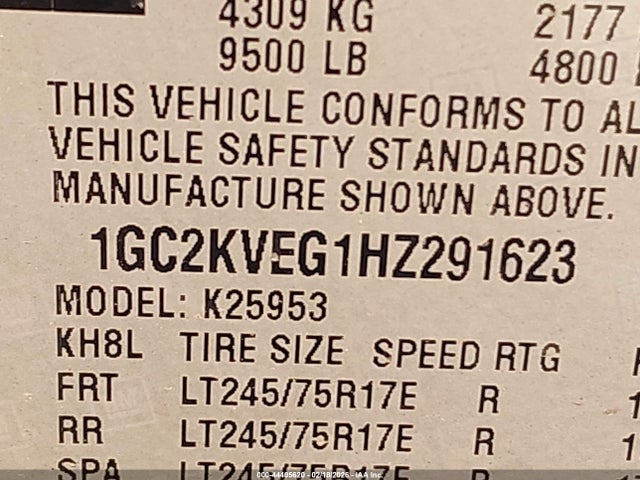 1GC2KVEG1HZ291623 Chevrolet Silverado 2500hd Lt