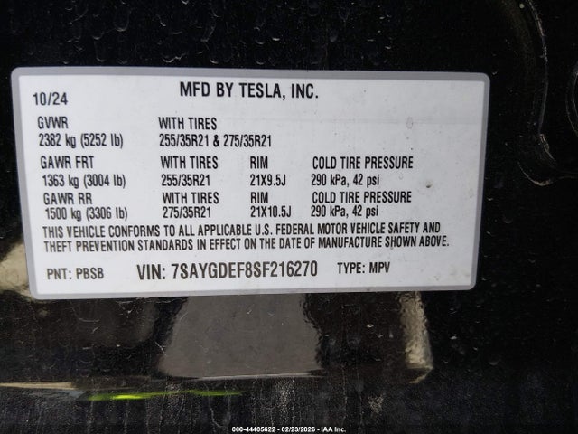 2025 TESLA MODEL Y 7SAYGDEF8SF216270 Photo 8