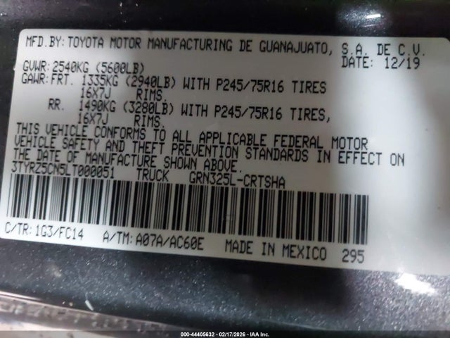 3TYRZ5CN5LT000051 Toyota Tacoma Sr5 V6
