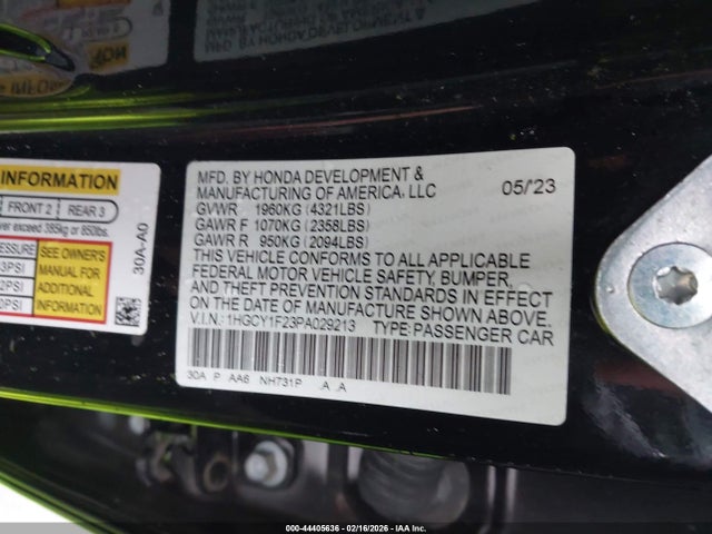 1HGCY1F23PA029213 Honda ACCORD LX