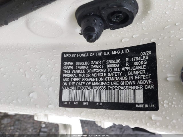 2020 HONDA CIVIC TYPE R SHHFK8G74LU200535 Photo 8