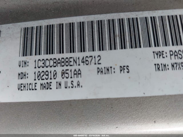 44405752 :رقم المزاد ، 1C3CCBAB8EN146712 vin ، 2014 Chrysler 200 Lx مزاد بيع