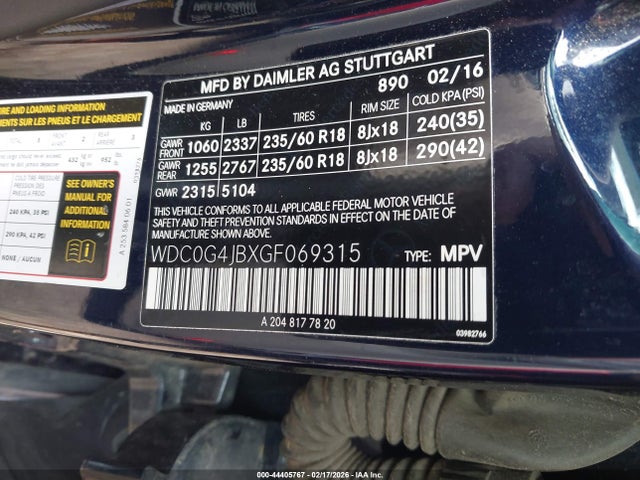 WDC0G4JBXGF069315 Mercedes-Benz GLC 300