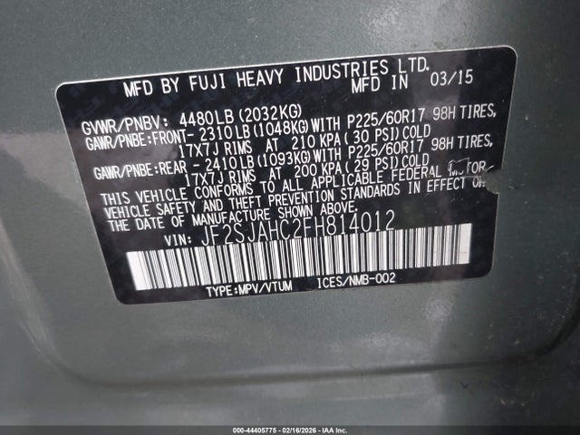 JF2SJAHC2FH814012 Subaru Forester 2.5i Limited