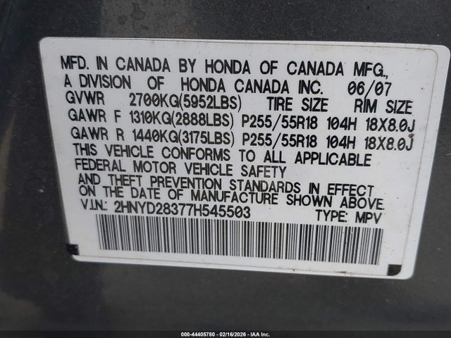2007 ACURA MDX 2HNYD28377H545503 Photo 8