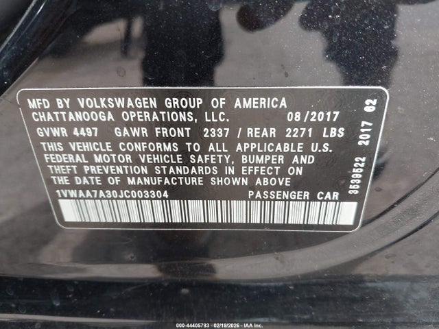 1VWAA7A30JC003304 Volkswagen Passat 2.0t R-line/2.0t S