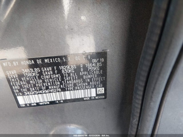 3HGGK5H40KM745278 Honda FIT LX