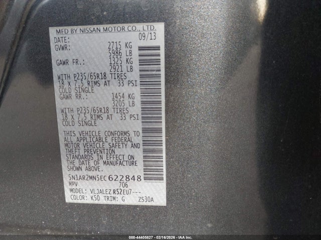 Nissan Pathfinder Sv 2014 5N1AR2MN5EC622848 Image 9