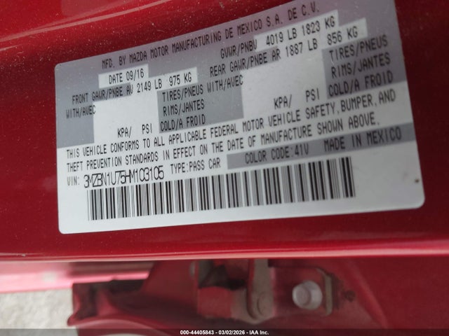 3MZBN1U75HM103105 Mazda Mazda3 Sport