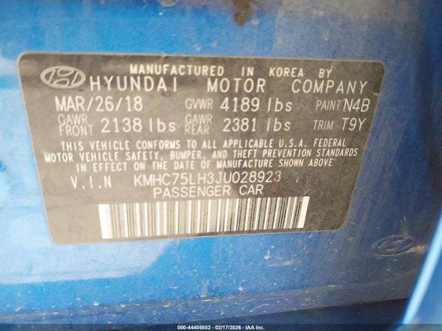 KMHC75LH3JU028923 Hyundai IONIQ ELECTRIC