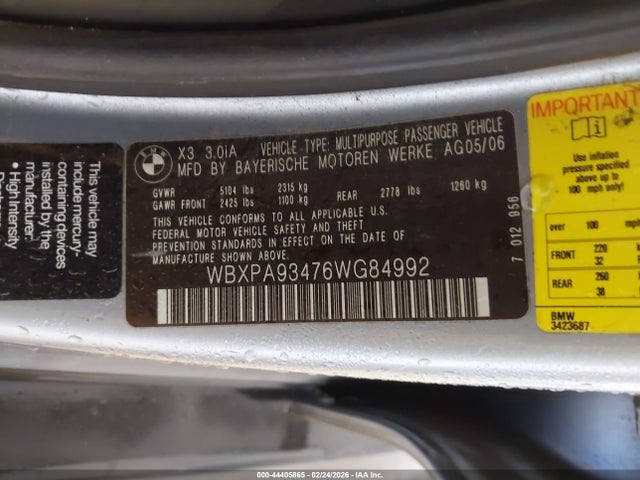 2006 BMW X3 WBXPA93476WG84992 Photo 8