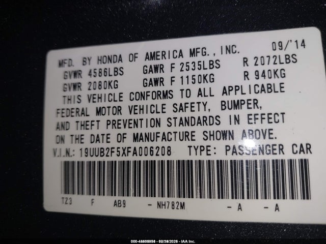2015 Acura Tlx V6 Tech მანქანა იყიდება აუქციონზე, vin: 19UUB2F5XFA006208, აუქციონის ნომერი: 44405954