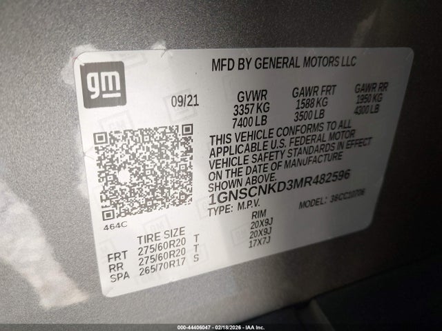 Chevrolet Tahoe 2wd Lt 2021 1GNSCNKD3MR482596 Image 9