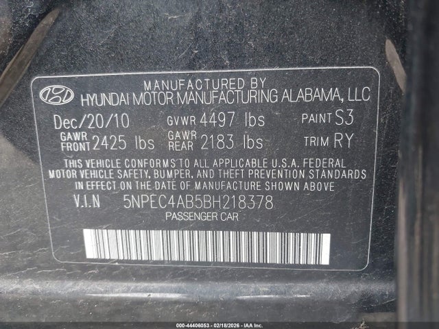2011 HYUNDAI SONATA 5NPEC4AB5BH218378 Photo 8