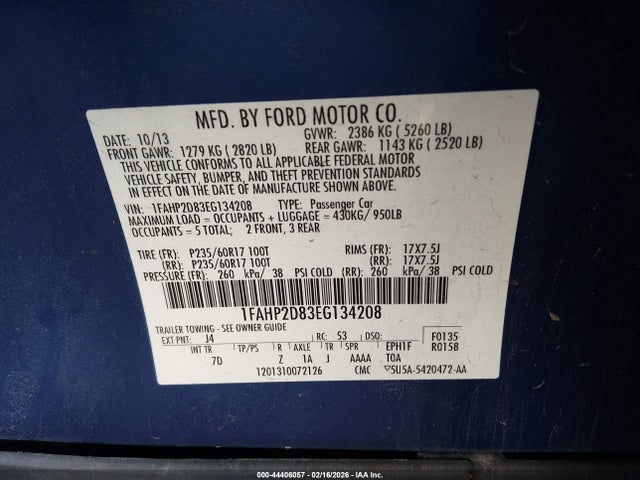 Ford TAURUS SE 2014 1FAHP2D83EG134208 Image 9
