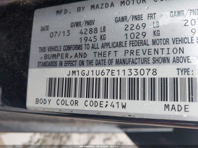 44406064 :رقم المزاد ، JM1GJ1U67E1133078 vin ، 2014 Mazda Mazda6 I Sport مزاد بيع