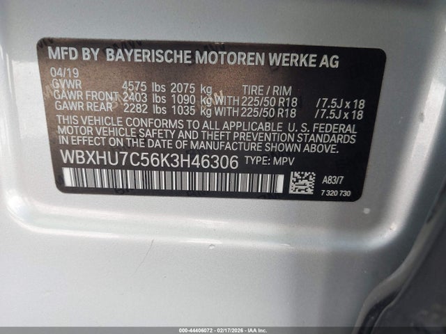 2019 BMW X1 WBXHU7C56K3H46306 Photo 8