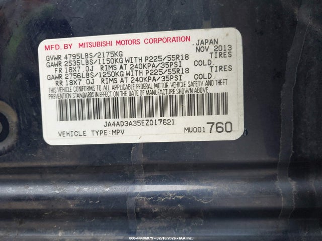 2014 MITSUBISHI OUTLANDER JA4AD3A35EZ017621 Photo 8