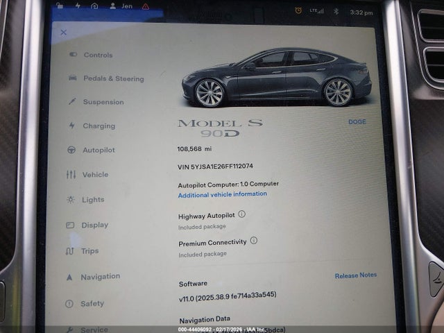 Aukcja sprzedaży 2015 Tesla Model S 70d/85d/p85d, vin: 5YJSA1E26FF112074, numer aukcji: 44406092